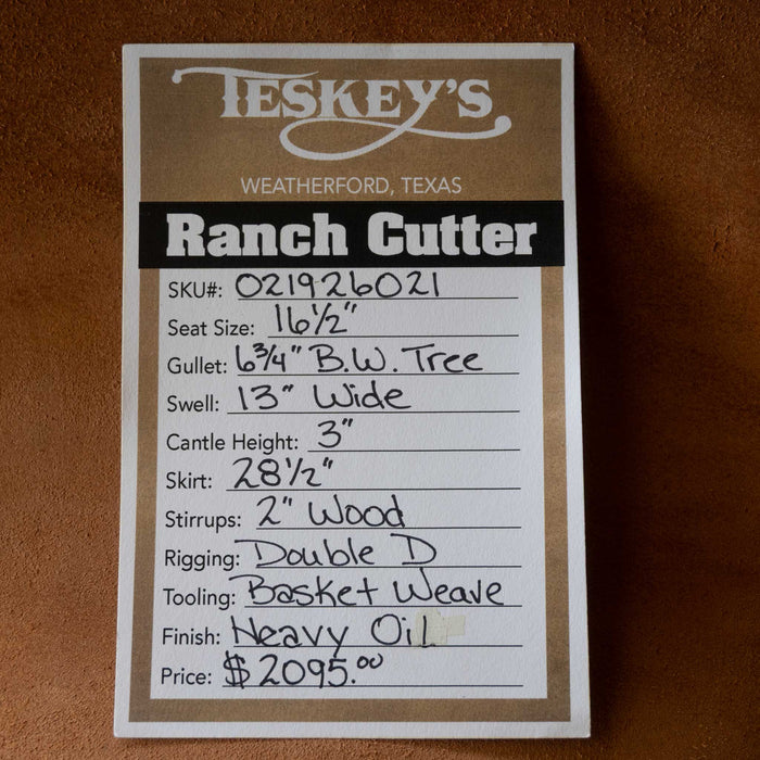 16.5" TESKEY'S RANCH CUTTER SADDLE