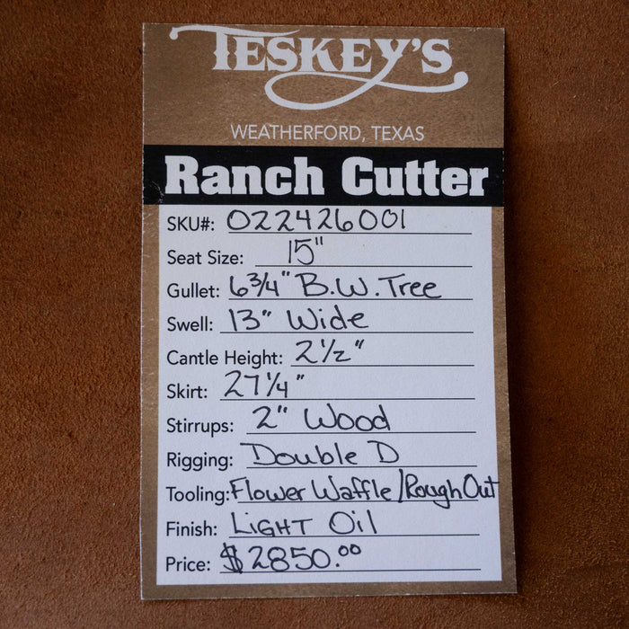 15" TESKEY'S PRO CUTTER RANCH CUTTER SADDLE Saddles - New Teskey's Saddlery
