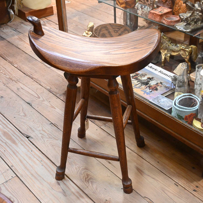Solid Oak - Saddle Shaped Bar Stools Collectibles MISC