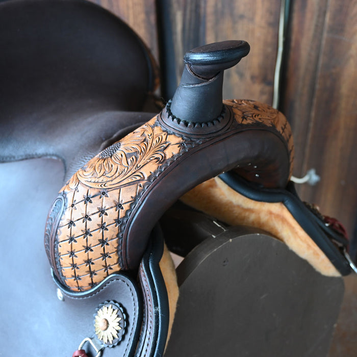 16" CIRCLE Y QUILTED SUNFLOWER FLEX2 TRAIL SADDLE Saddles - New Circle Y Saddlery