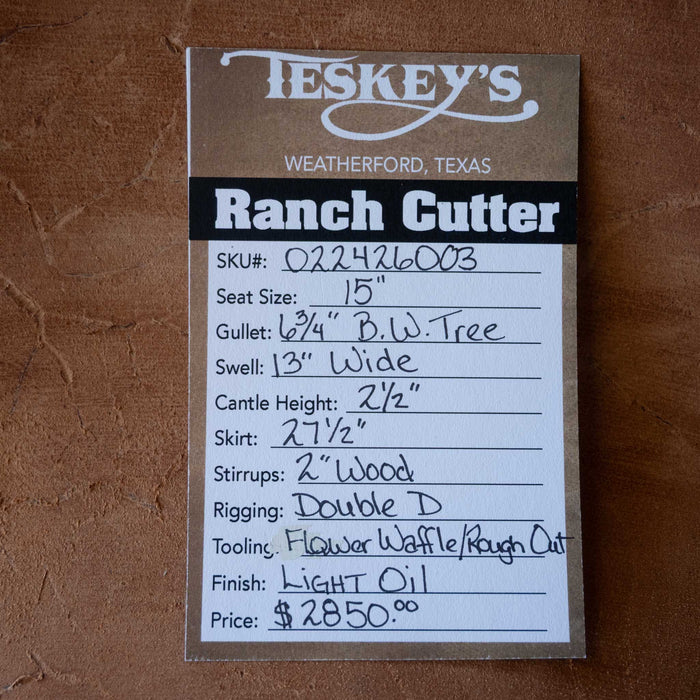 15" TESKEY'S PRO CUTTER RANCH CUTTER SADDLE Saddles - New Teskey's Saddlery