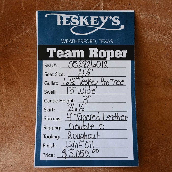 14.5" TESKEY'S TEAM ROPING SADDLE Saddles - New Teskey's Saddlery