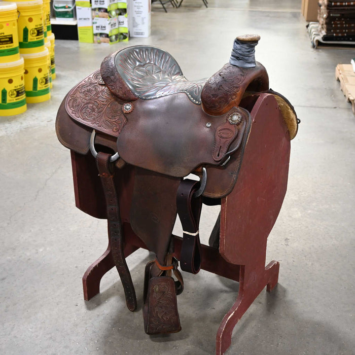 14" USED PERFORMANCE TEAM ROPING SADDLE