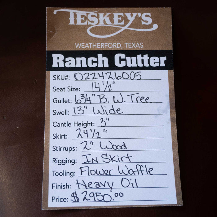 14.5" TESKEY'S PRO CUTTER RANCH CUTTER SADDLE Saddles - New Teskey's Saddlery