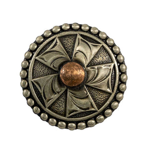 Antique Pinwheel Concho with Dot Edge Tack - Conchos & Hardware MISC   