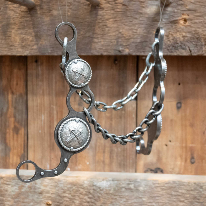Paul Petska Chain Gag Bit w/Silver Arrow Conchos