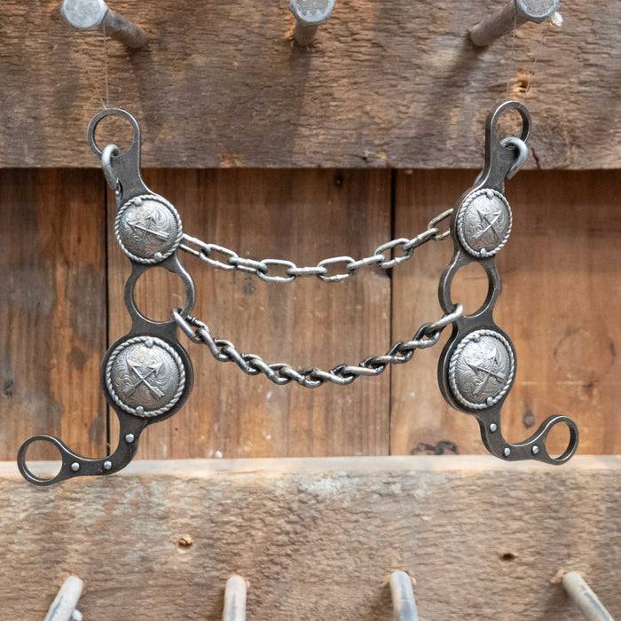 Paul Petska Chain Gag Bit w/Silver Arrow Conchos