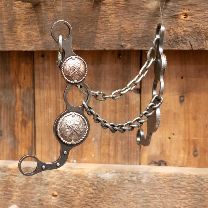 Paul Petska Chain Gag Bit w/Copper Arrow Conchos