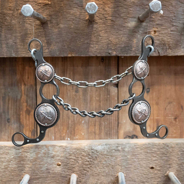 Paul Petska Chain Gag Bit w/Copper Arrow Conchos