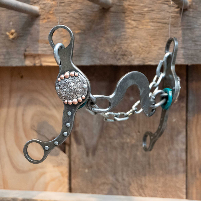 Paul Petska Washer Ported Chain Bit w/Copper Dotted Concho