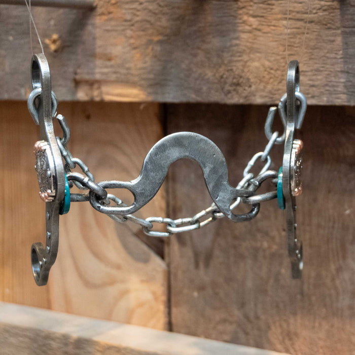 Paul Petska Washer Ported Chain Bit w/Copper Dotted Concho