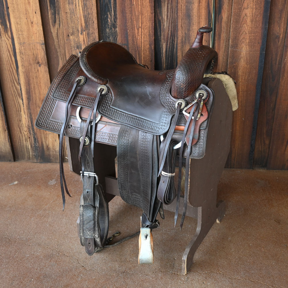16.5" USED CALVIN ALLEN RANCH CUTTER SADDLE Saddles - Used Calvin Allen