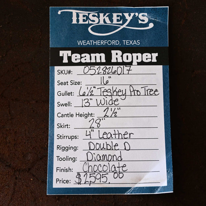 16" TESKEY'S TEAM ROPING SADDLE Saddles - New Teskey's Saddlery