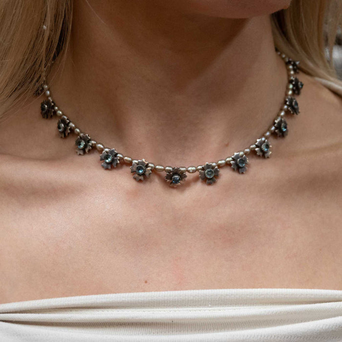 15" Sterling Silver & Pearl Necklace