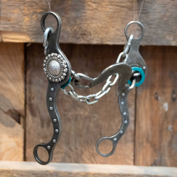 Paul Petska Washer Ported Chain Bit w/Classic Silver Concho