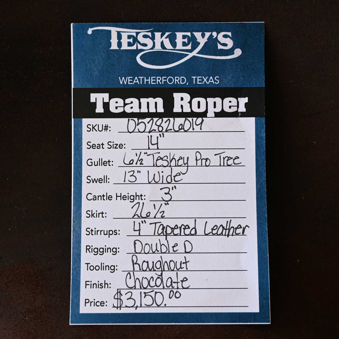 14" TESKEY'S TEAM ROPING SADDLE Saddles - New Teskey's Saddlery