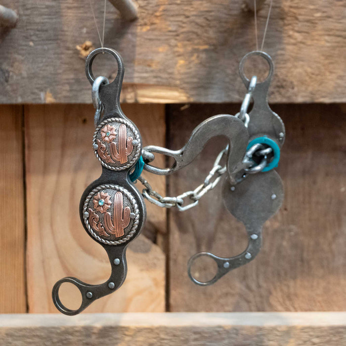 Paul Petska Washer Ported Chain Bit w/Copper Cactus Concho