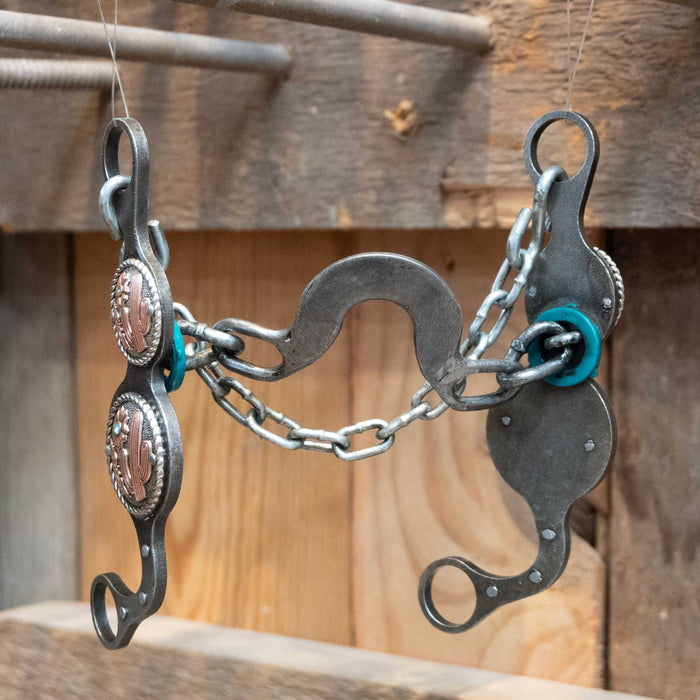 Paul Petska Washer Ported Chain Bit w/Copper Cactus Concho