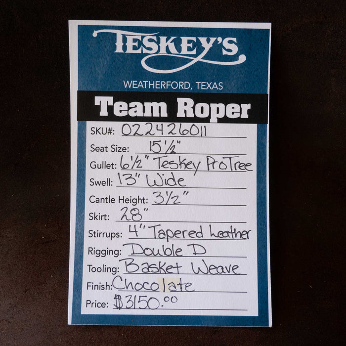 15.5" TESKEY'S TEAM ROPING SADDLE Saddles - New Teskey's Saddlery