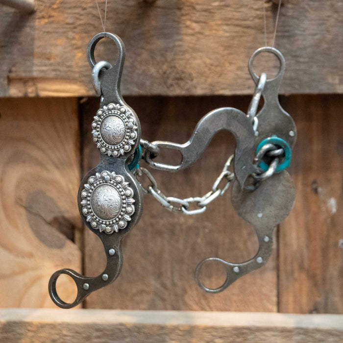 Paul Petska Washer Ported Chain Bit w/Classic Silver Conchos