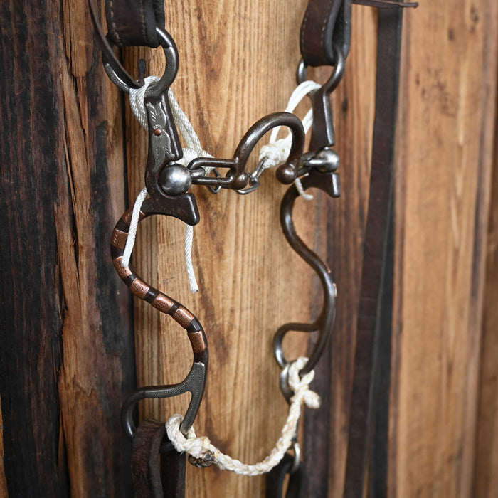 Kerry Kelley Silver & Copper Mounted 10 Ported Chain Bridle Rig w/Split Ear Headstall