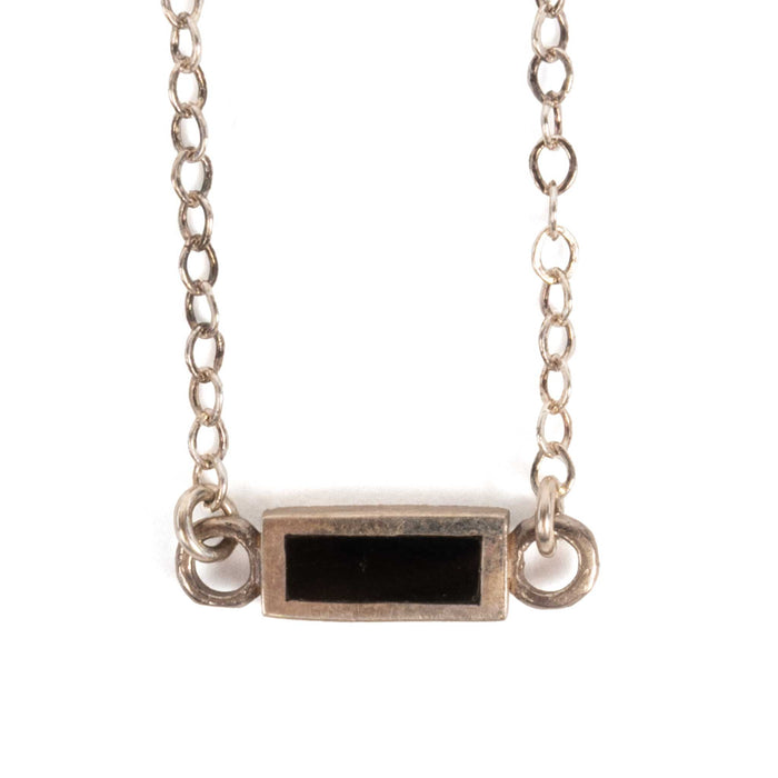 Opal and Onyx Reversible Rectangle Necklace