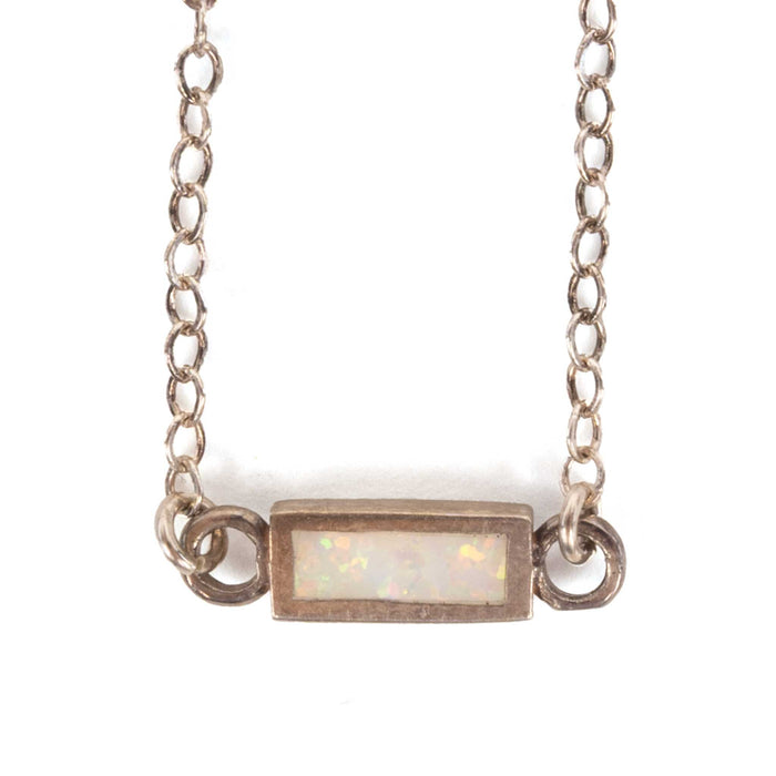 Opal and Onyx Reversible Rectangle Necklace