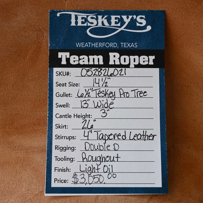 14.5" TESKEY'S TEAM ROPING SADDLE Saddles - New Teskey's Saddlery