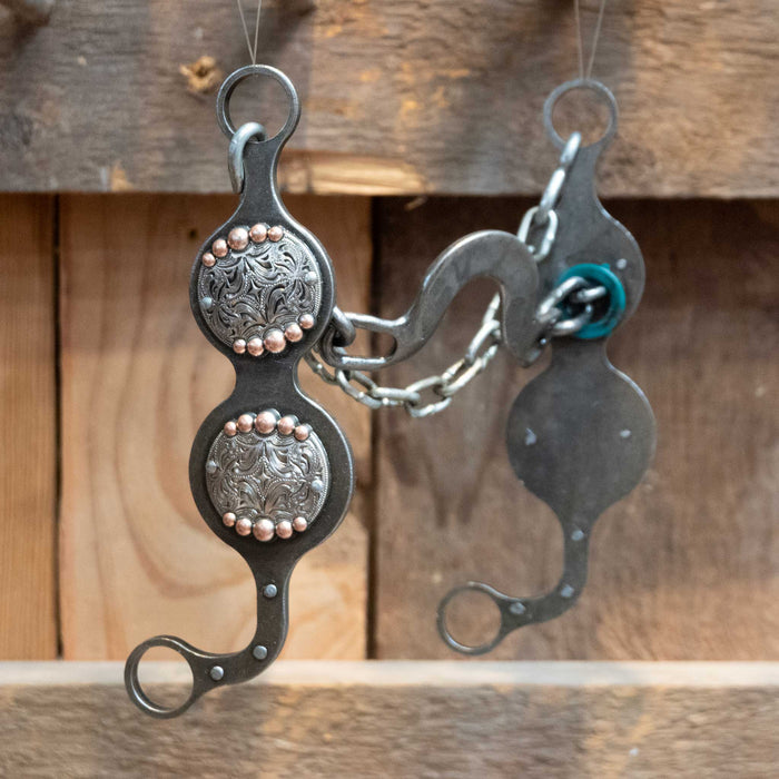 Paul Petska Washer Ported Chain Bit w/Copper Dotted Conchos