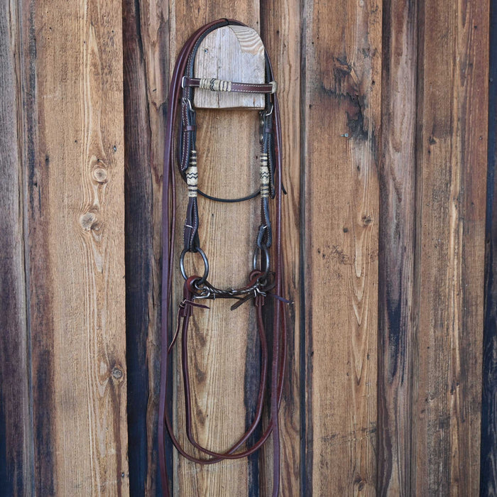 Cow Horse Supply O-Ring Twisted Snaffle Bridle Rig w/Browband Headstall
