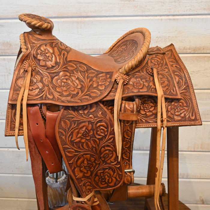 R Lloyd Davis & Sons Saddle Makers Tucson Az, Salesmand Sample Tooled saddle and stand