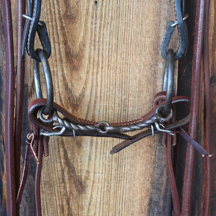 Cow Horse Supply O-Ring Twisted Snaffle Bridle Rig w/Browband Headstall