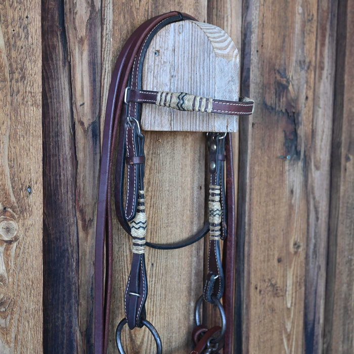 Cow Horse Supply O-Ring Twisted Snaffle Bridle Rig w/Browband Headstall