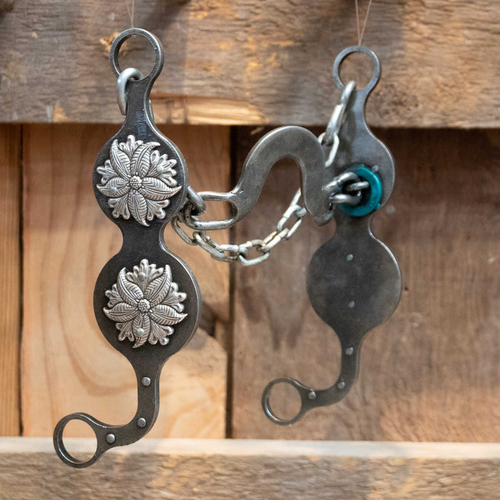 Paul Petska Washer Ported Chain Bit w/Silver Flower Conchos