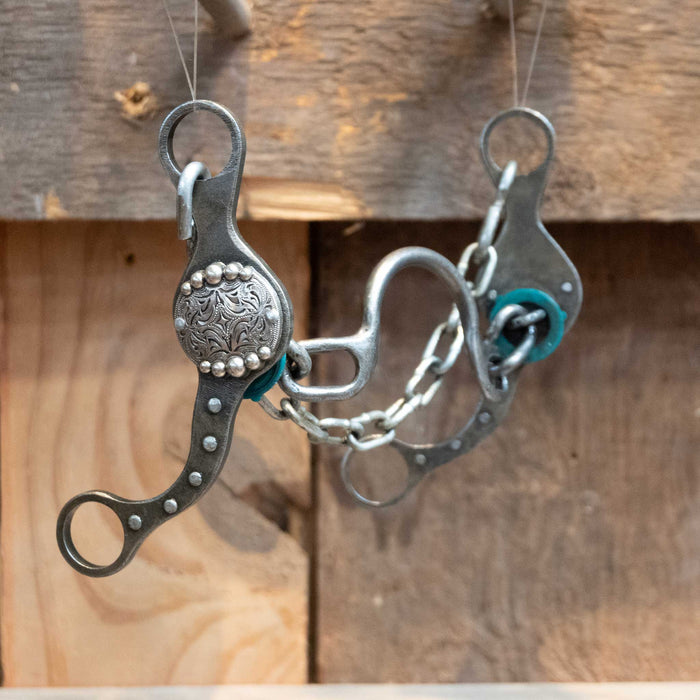 Paul Petska Ported Chain Bit w/Silver Dotted Conchos