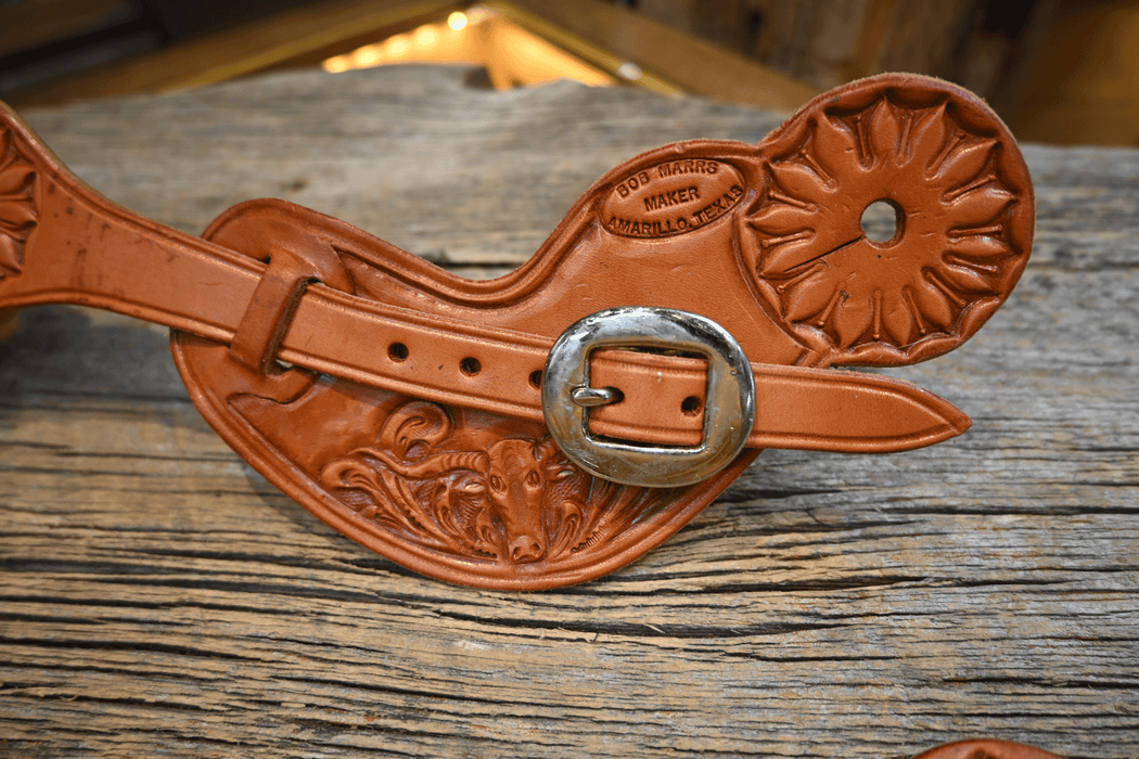 Bob Marrs Tooled & Scrolled Longhorn Spur Straps