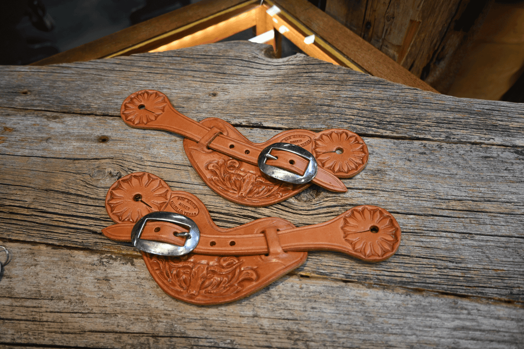 Bob Marrs Tooled & Scrolled Longhorn Spur Straps