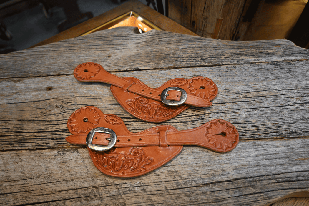 Bob Marrs Tooled & Scrolled Longhorn Spur Straps