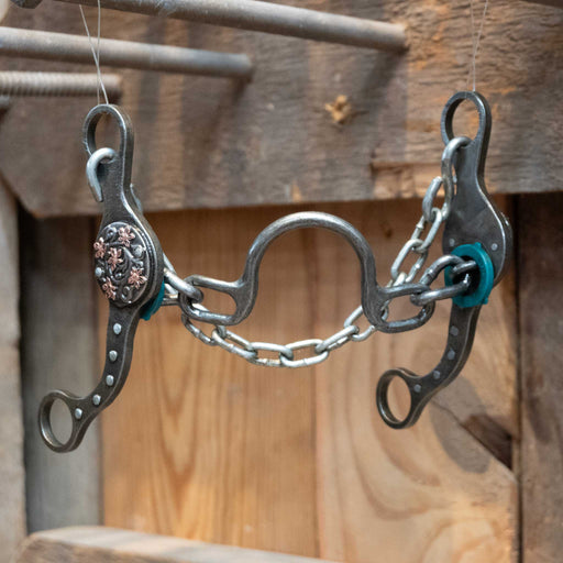 Paul Petska Ported Chain Bit w/Copper Flower Concho Tack - Bits Paul Petska