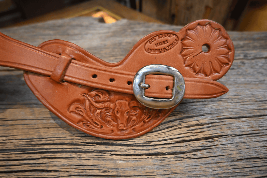 Bob Marrs Tooled & Scrolled Longhorn Spur Straps