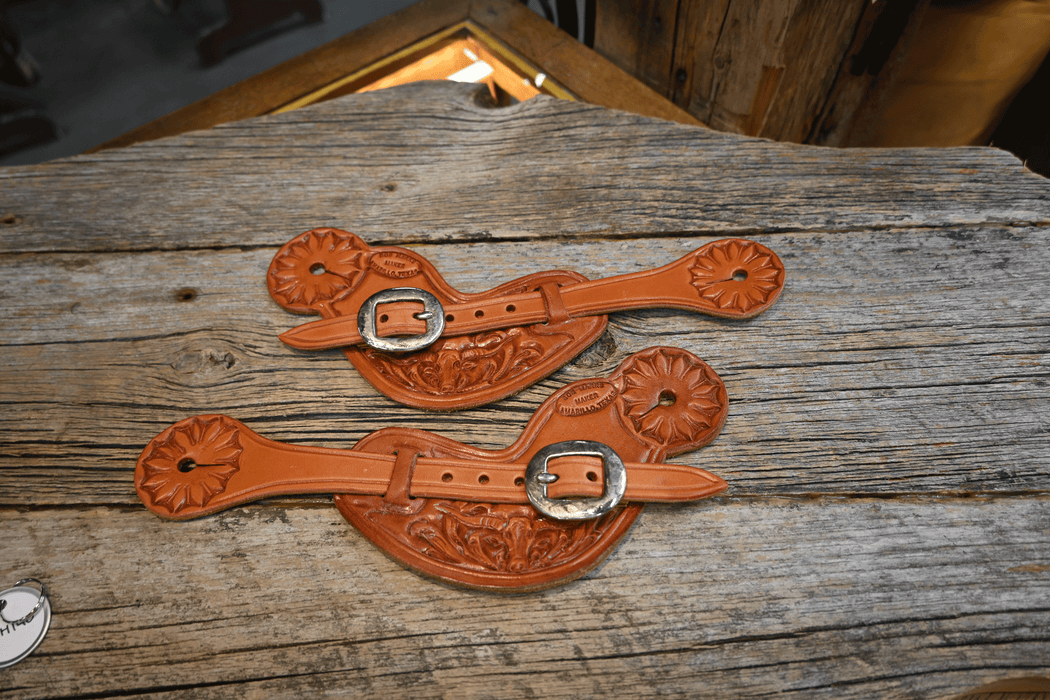 Bob Marrs Tooled & Scrolled Longhorn Spur Straps