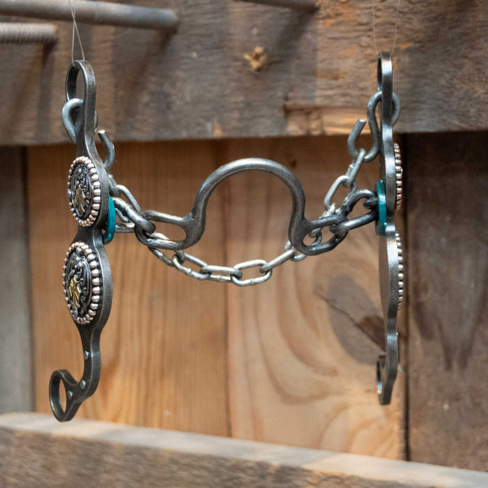 Paul Petska Ported Chain Bit w/Gold Cross Conchos
