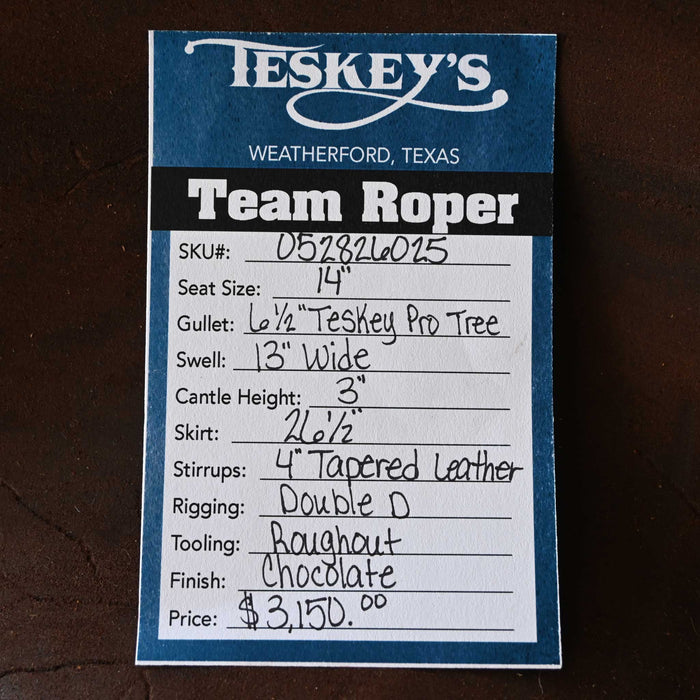 14.5" TESKEY'S TEAM ROPING SADDLE Saddles - New Teskey's Saddlery