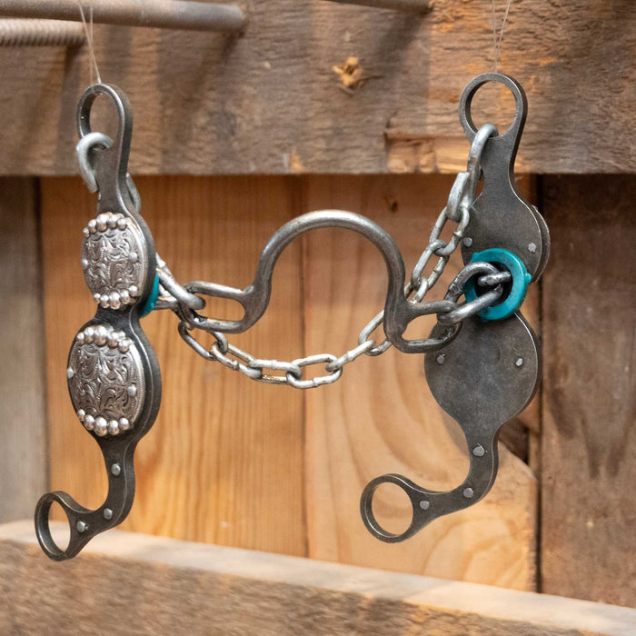 Paul Petska Ported Chain Bit w/Silver Dotted Conchos