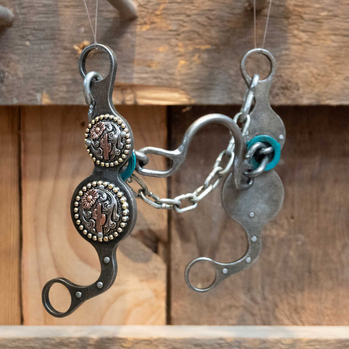 Paul Petska Ported Chain Bit w/Copper Cactus Conchos