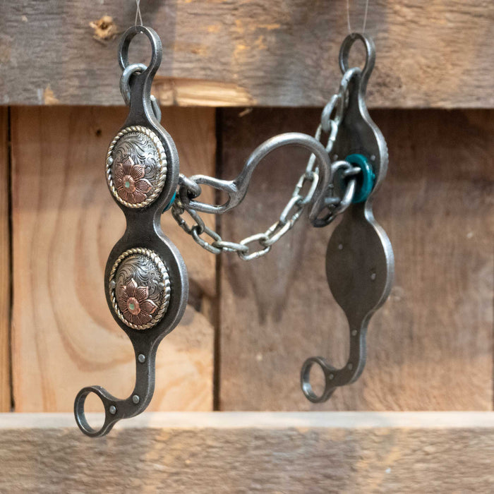 Paul Petska Ported Chain Bit w/Copper Flower Conchos