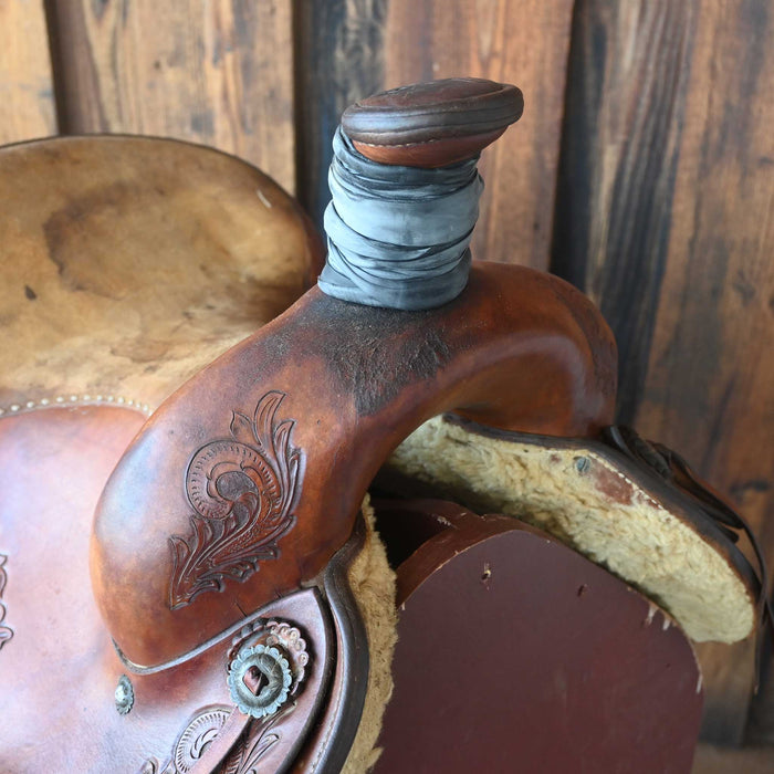14.5" USED CLINT GIBSON ROPING SADDLE