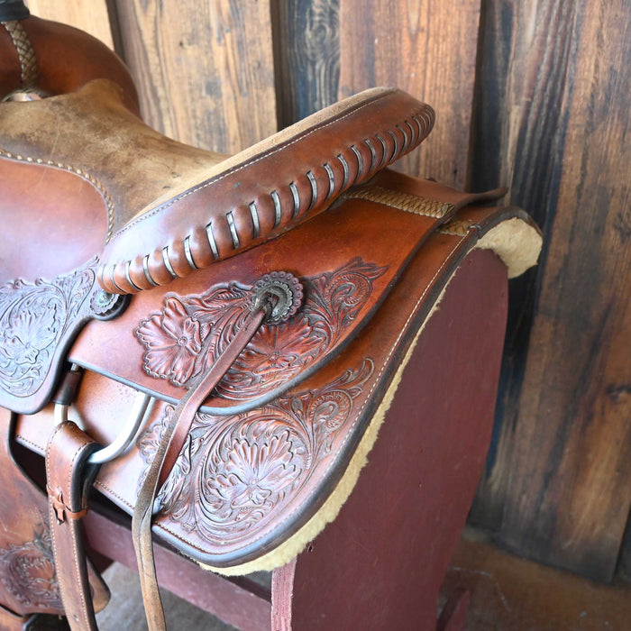 14.5" USED CLINT GIBSON ROPING SADDLE
