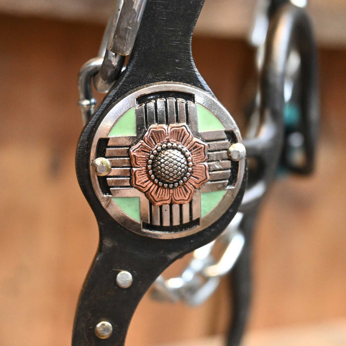 Paul Petska Solid Port Bit w/Turquoise Concho Tack - Bits Paul Petska