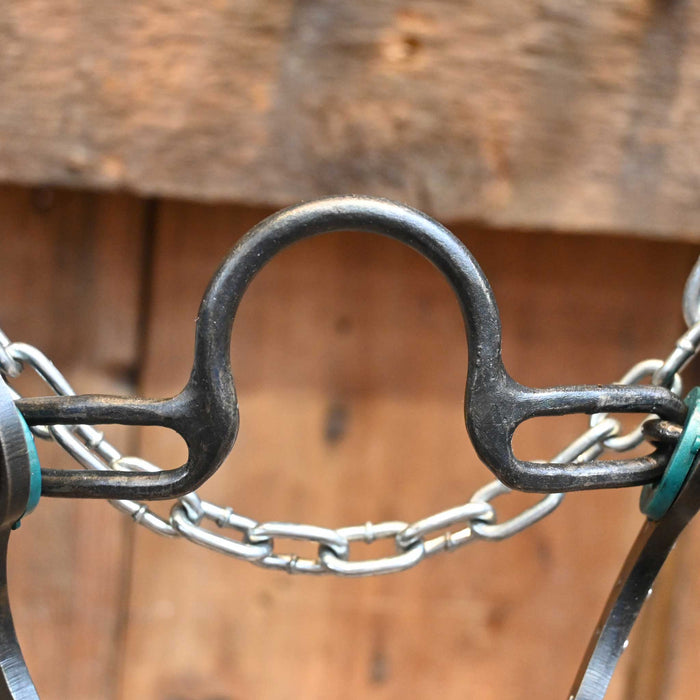 Paul Petska Solid Port Bit w/Turquoise Concho Tack - Bits Paul Petska